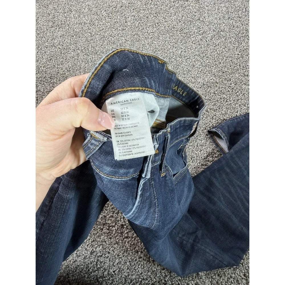Vintage Y2K American Eagle Flex Slim Straight Jeans Men's Size 32X34 Blue